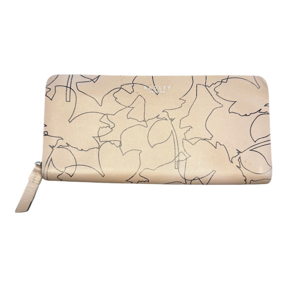 Radley London Leather Zip Around Wallet Taupe Scottie Dog Line Art Print
